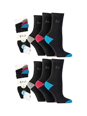 Pringle Black Cotton Crew Socks with Fashion Heels and Toes 6 pack - Image 8 of 9