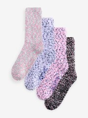 Wild Feet Pink Popcorn Fluffy Socks 4 Pack - Image 1 of 13