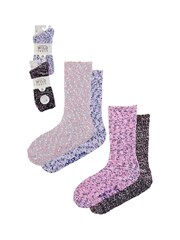 Wild Feet Pink Popcorn Fluffy Socks 4 Pack - Image 11 of 13