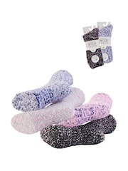 Wild Feet Pink Popcorn Fluffy Socks 4 Pack - Image 13 of 13