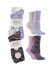 Wild Feet Pink Popcorn Fluffy Socks 4 Pack - Image 9 of 13
