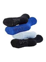 Wild Feet Blue Embroidered Cosy Lounge Socks 4 Pack - Image 12 of 13