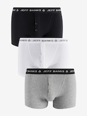 Jeff Banks Grey Cotton Button Fly Boxers 3 Pack - Image 1 of 11