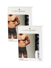 Jeff Banks Grey Cotton Button Fly Boxers 3 Pack - Image 8 of 11