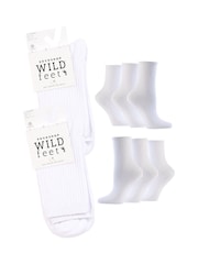 Wild Feet White Rib Crew Socks 6 Pack - Image 1 of 6