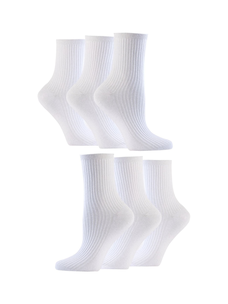 Wild Feet White Rib Crew Socks 6 Pack - Image 2 of 6