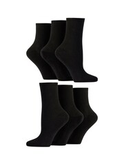 Wild Feet Black Rib Crew Socks 6 Pack - Image 3 of 8
