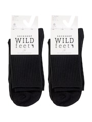 Wild Feet Black Rib Crew Socks 6 Pack - Image 4 of 8