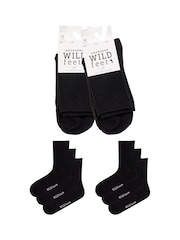 Wild Feet Black Rib Crew Socks 6 Pack - Image 5 of 8
