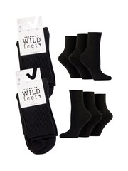 Wild Feet Black Rib Crew Socks 6 Pack - Image 6 of 8