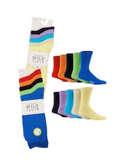 Wild Feet Blue Pop Colour Bamboo Socks - Image 4 of 7