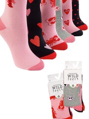 Wild Feet Pink Novelty Love Socks 6 Pack - Image 14 of 15