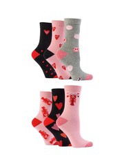 Wild Feet Pink Novelty Love Socks 6 Pack - Image 15 of 15