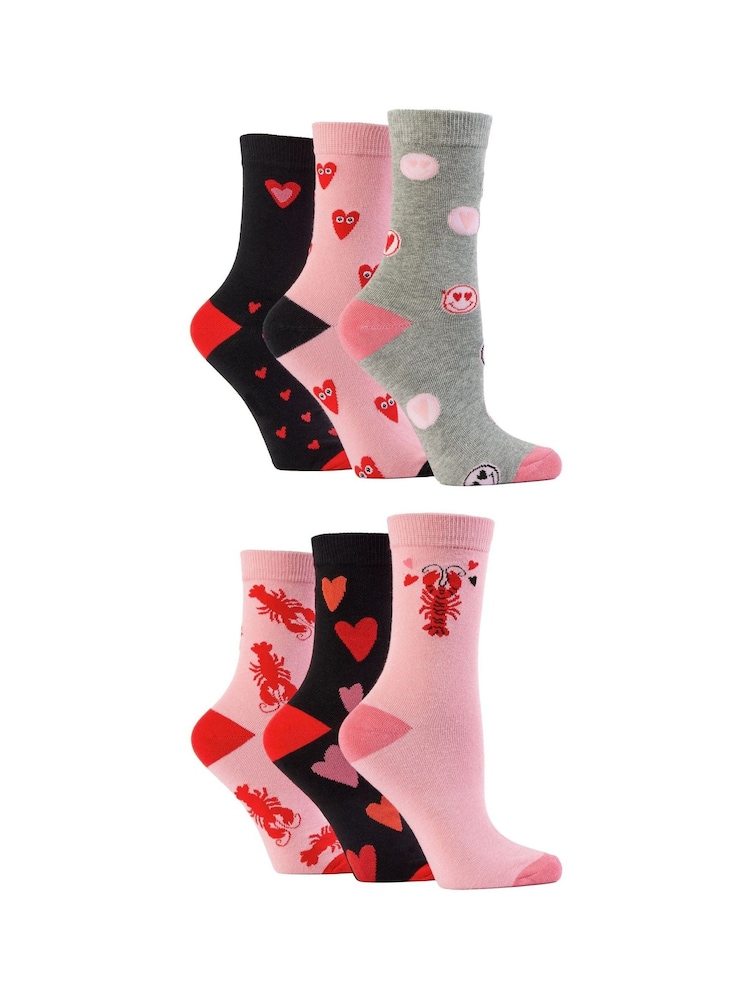 Wild Feet Pink Novelty Love Socks 6 Pack - Image 15 of 15