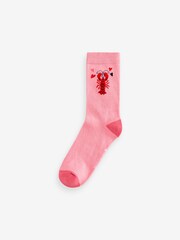 Wild Feet Pink Novelty Love Socks 6 Pack - Image 2 of 15