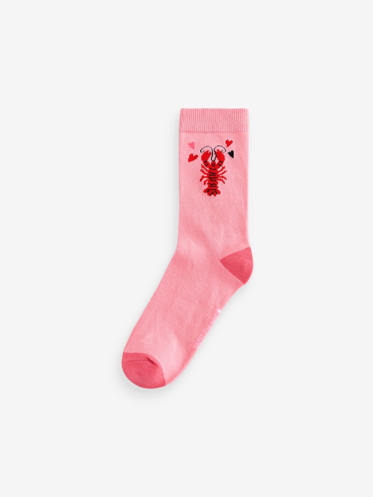 Wild Feet Pink Novelty Love Socks 6 Pack - Image 2 of 15