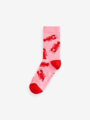 Wild Feet Pink Novelty Love Socks 6 Pack - Image 4 of 15