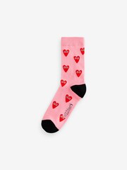 Wild Feet Pink Novelty Love Socks 6 Pack - Image 6 of 15