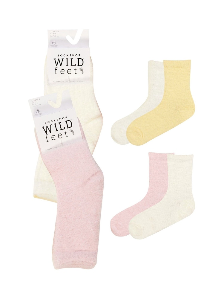 Wild Feet Natural Super Fluffy Feather Yarn Socks - Image 1 of 6