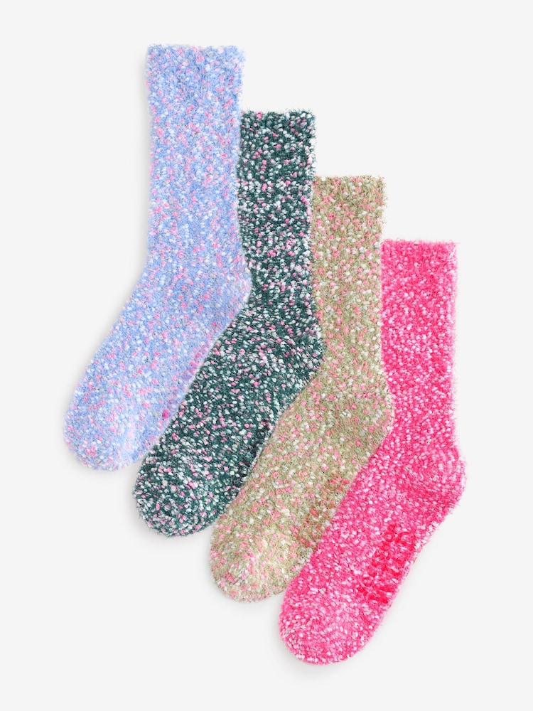 Wild Feet Blue Popcorn Fluffy Socks 4 Pack - Image 1 of 13