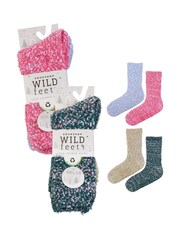 Wild Feet Blue Popcorn Fluffy Socks 4 Pack - Image 10 of 13