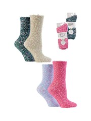 Wild Feet Blue Popcorn Fluffy Socks 4 Pack - Image 12 of 13