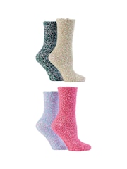 Wild Feet Blue Popcorn Fluffy Socks 4 Pack - Image 7 of 13