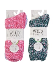 Wild Feet Blue Popcorn Fluffy Socks 4 Pack - Image 8 of 13