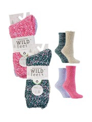 Wild Feet Blue Popcorn Fluffy Socks 4 Pack - Image 9 of 13