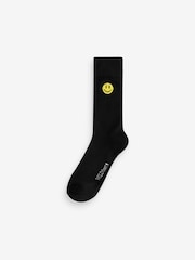 Wild Feet White Smiley Embroidered Crew Socks 6 packs - Image 4 of 4