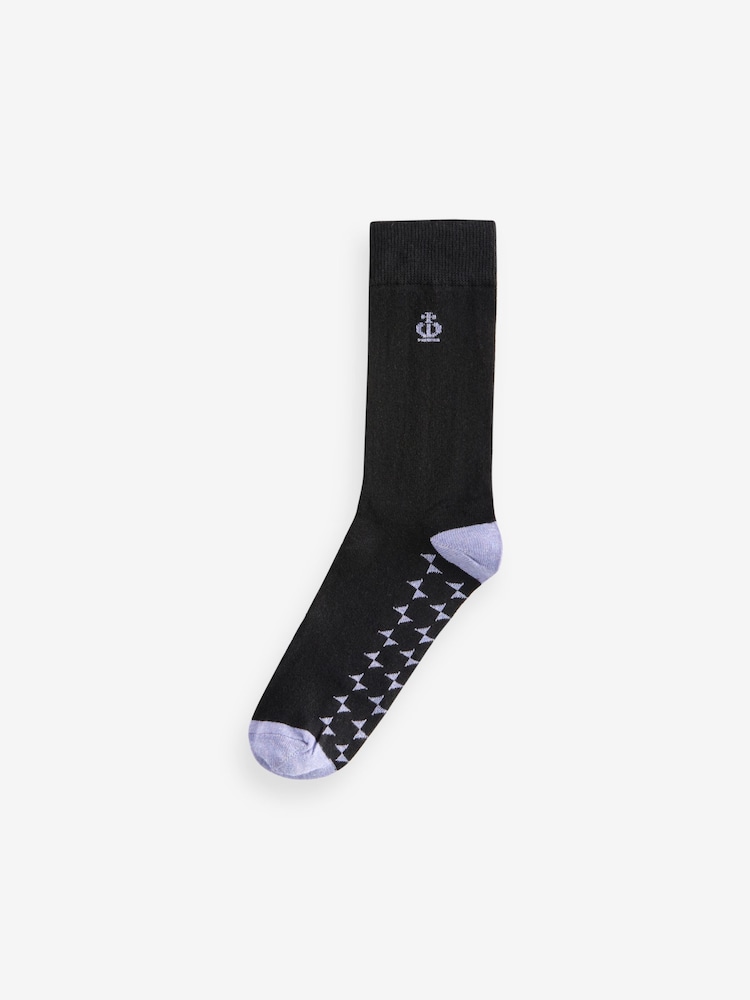 Jeff Banks Black Fashion Sole Crew Socks 5 Pack - Image 6 of 6
