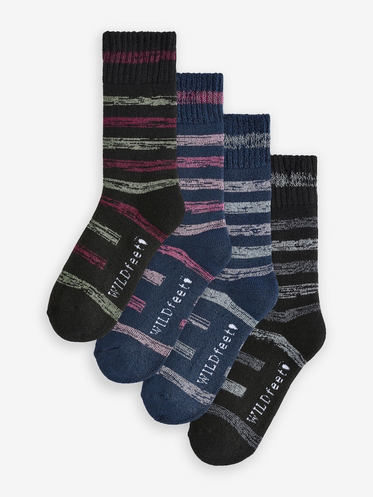 Bleu - Wild Feet Chaussettes de loisirs thermiques Lot 4 - Image 1 of 13