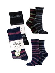 Bleu - Wild Feet Chaussettes de loisirs thermiques Lot 4 - Image 2 of 13
