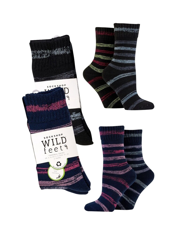 Bleu - Wild Feet Chaussettes de loisirs thermiques Lot 4 - Image 2 of 13
