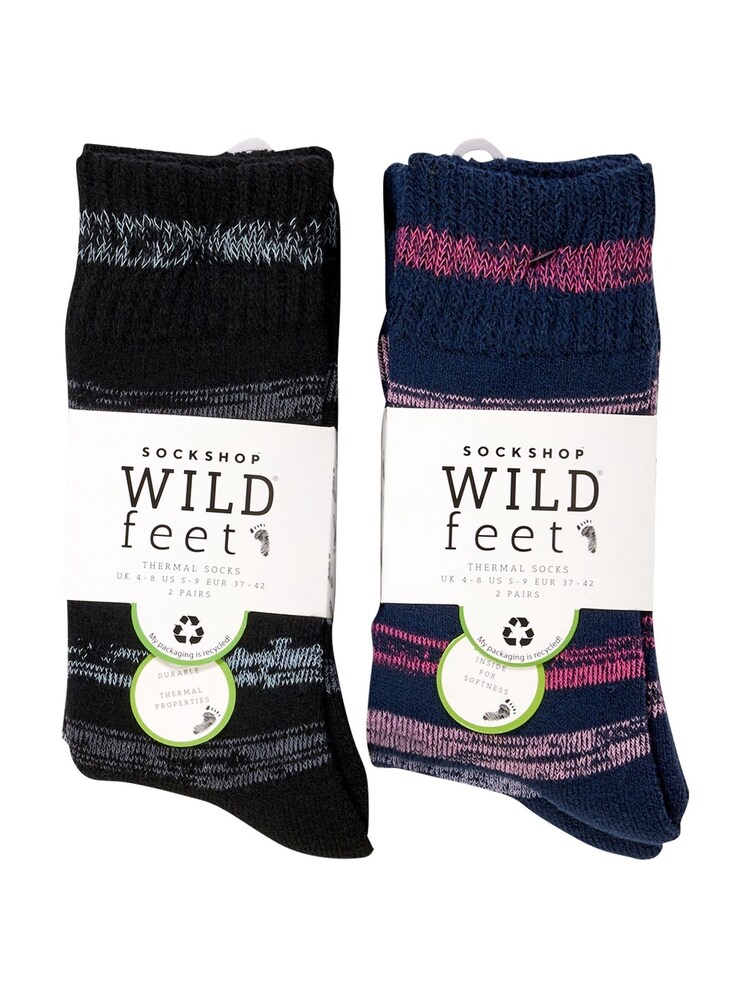 Bleu - Wild Feet Chaussettes de loisirs thermiques Lot 4 - Image 7 of 13