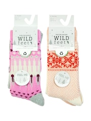 Wild Feet Pink Leisure to Lounge Super Soft Cosy Socks - Image 3 of 8