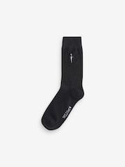 Wild Feet Black Embroidered Crew Socks 6 Pack - Image 3 of 7