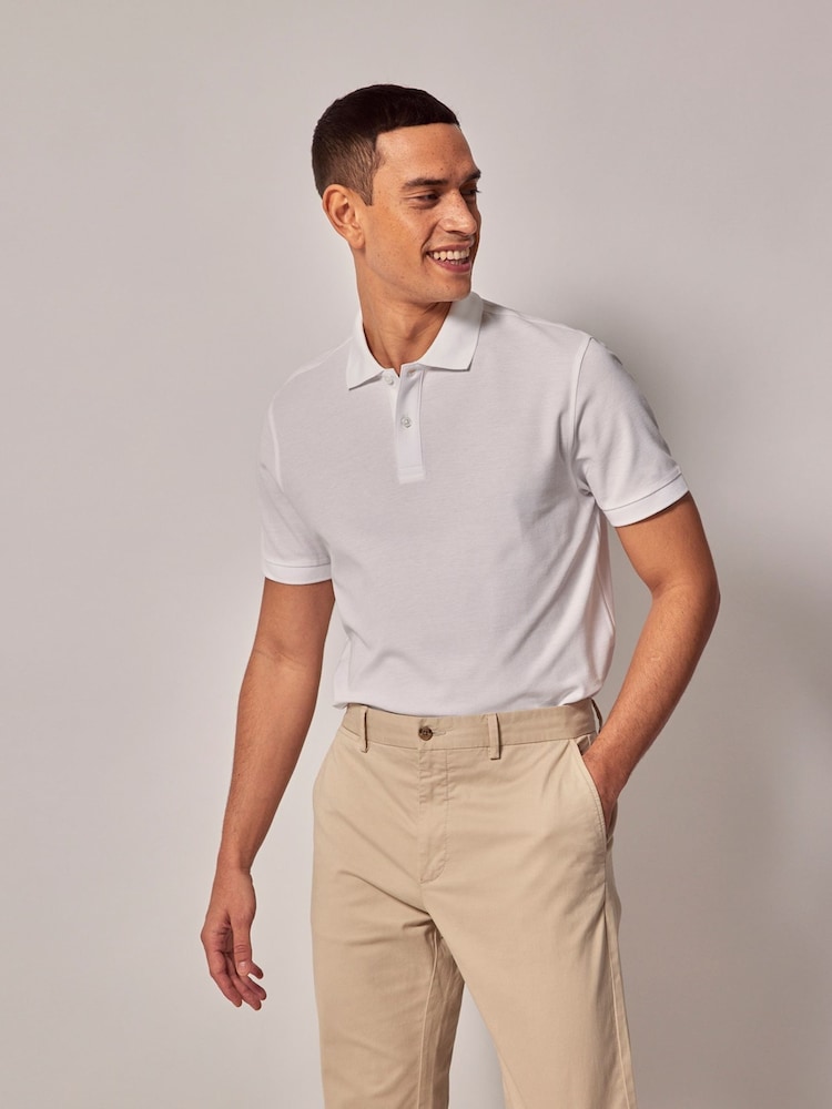 Hawes & Curtis Short Sleeve Mercerised White Polo Shirt - Image 1 of 4