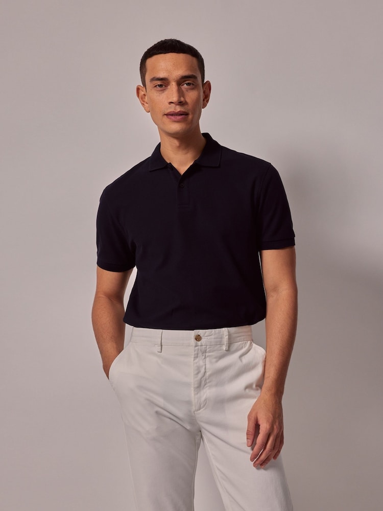 Hawes & Curtis Blue Short Sleeve Mercerised Polo Shirt - Image 1 of 4