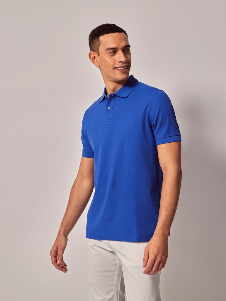 Hawes & Curtis Blue Short Sleeve Mercerised Polo Shirt - Image 1 of 4