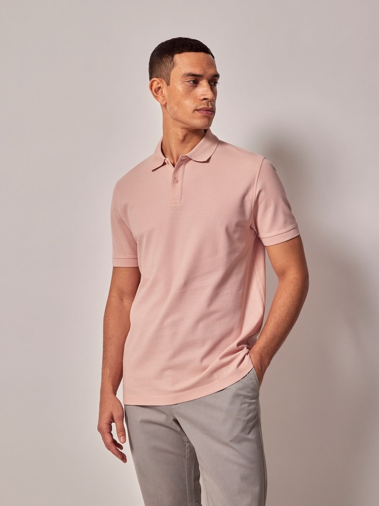 Hawes & Curtis Pink Short Sleeve Mercerised Polo Shirt - Image 2 of 4 Hawes & Curtis Pink Short Sleeve Mercerised Polo Shirt - Image 2 of 4