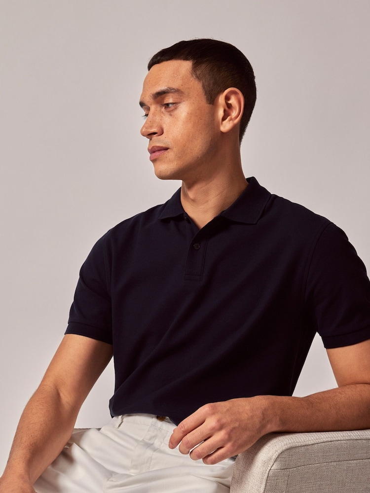 Hawes & Curtis Short Sleeve Mercerised Black Polo Shirt - Image 1 of 4 Hawes & Curtis Short Sleeve Mercerised Black Polo Shirt - Image 1 of 4