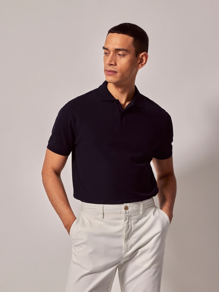 Hawes & Curtis Short Sleeve Mercerised Black Polo Shirt - Image 2 of 4 Hawes & Curtis Short Sleeve Mercerised Black Polo Shirt - Image 2 of 4