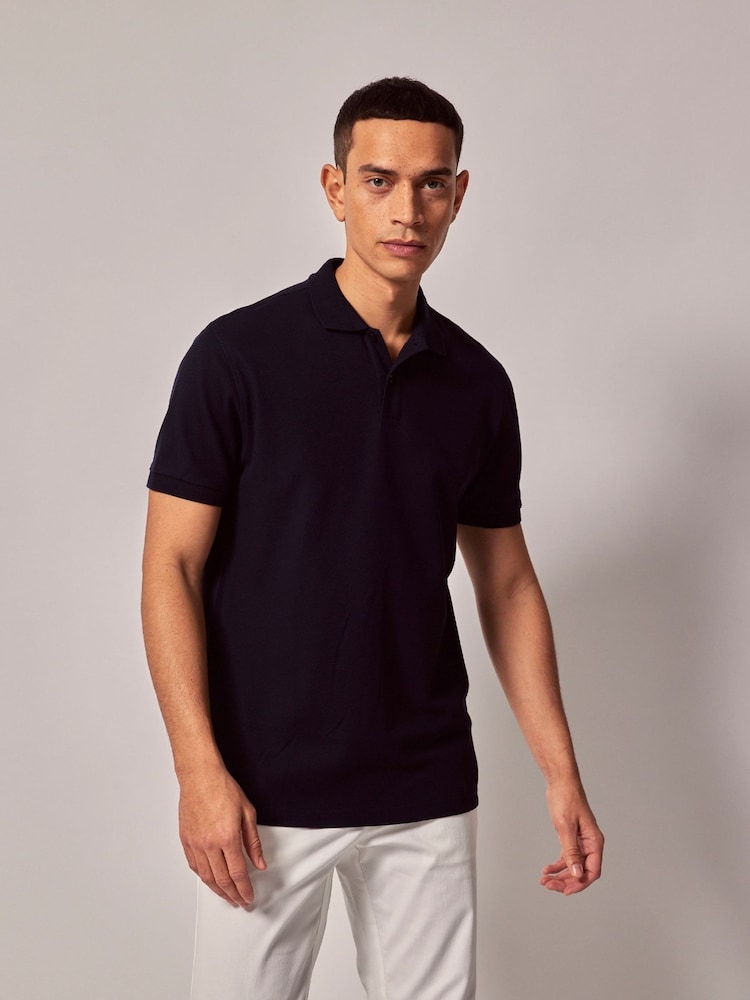 Hawes & Curtis Short Sleeve Mercerised Black Polo Shirt - Image 4 of 4 Hawes & Curtis Short Sleeve Mercerised Black Polo Shirt - Image 4 of 4