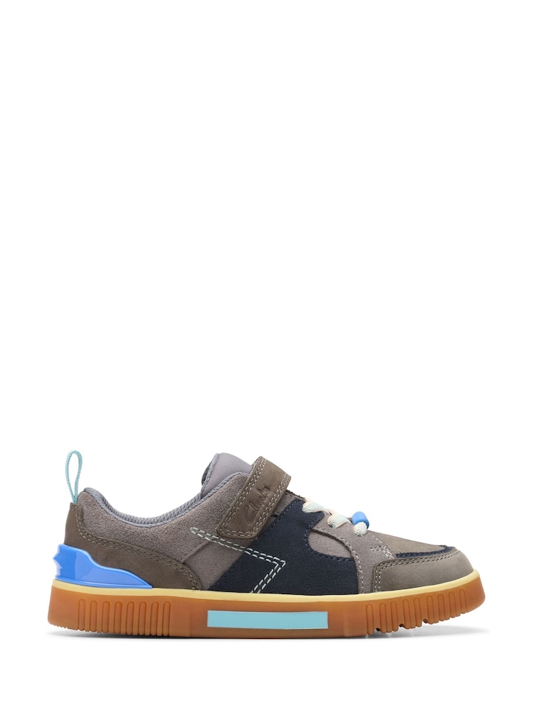 Clarks Grey Standard Fit (F) Combi Oslo Edge Shoes - Image 1 of 7