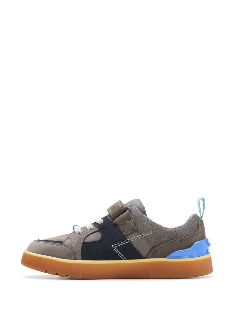 Clarks Grey Standard Fit (F) Combi Oslo Edge Shoes - Image 2 of 7