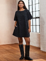Zebra Print 100% Cotton Short Sleeve Denim T-Shirt Dress - Image 2 of 9