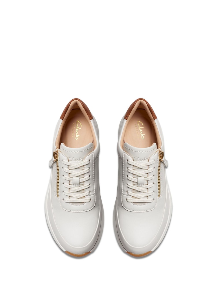 Clarks White Wide Fit (E) Leather Tivoli Zip Shoes - Image 2 of 8