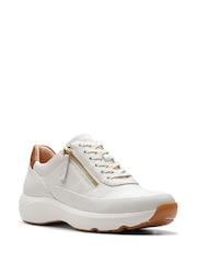 Clarks White Wide Fit (E) Leather Tivoli Zip Shoes - Image 7 of 8