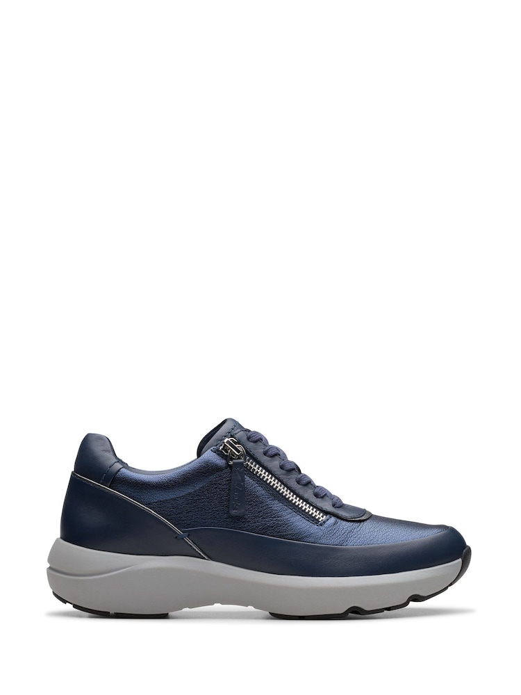 Clarks Blue Standard Fit (D) Leather Tivoli Zip Shoes - Image 1 of 7